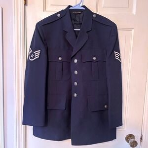 Vintage Mens Navy Blue US Air Force Uniform Dress Jacket Blue American Craftsmen